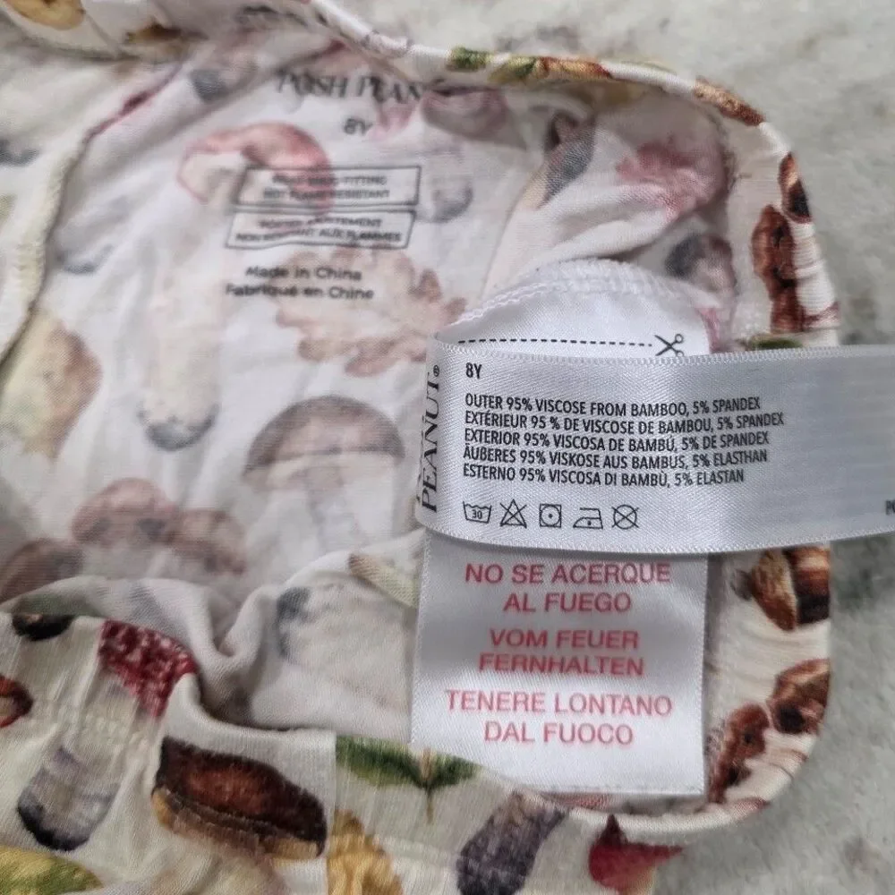 Posh Peanut Mushroom Print Bamboo Viscose Pajama Pants Kids 8